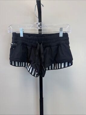 lululemon athletica Black Athletic Shorts with Striped Liner